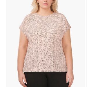 Halogen Crewneck Cap Sleeve Top Pink/Black 1X